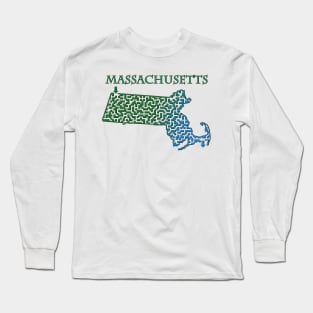 State of Massachusetts Colorful Maze Long Sleeve T-Shirt